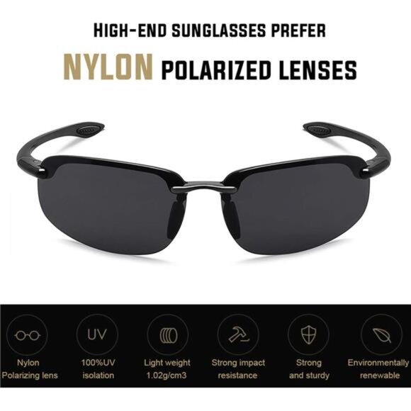 Sports Sunglasses for Men Women UV Protection Rimless TR90 Running Fishing Drivi - Picture 3 of 7